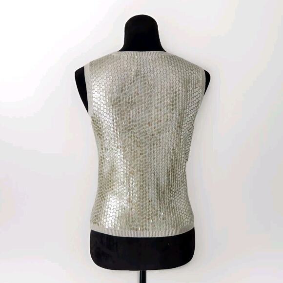 Vintage Anne Klein II Sequin Wool Knit Cardigan & Top Set Small Sage Green - Picture 6 of 12